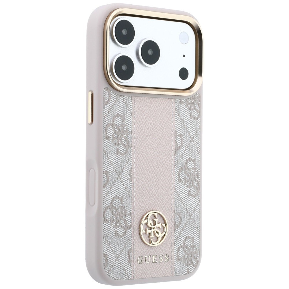 Guess 4G MagSafe-kotelo Stripe Round & Classic -logoilla iPhone 17/18 Pro Max - vaaleanpunainen