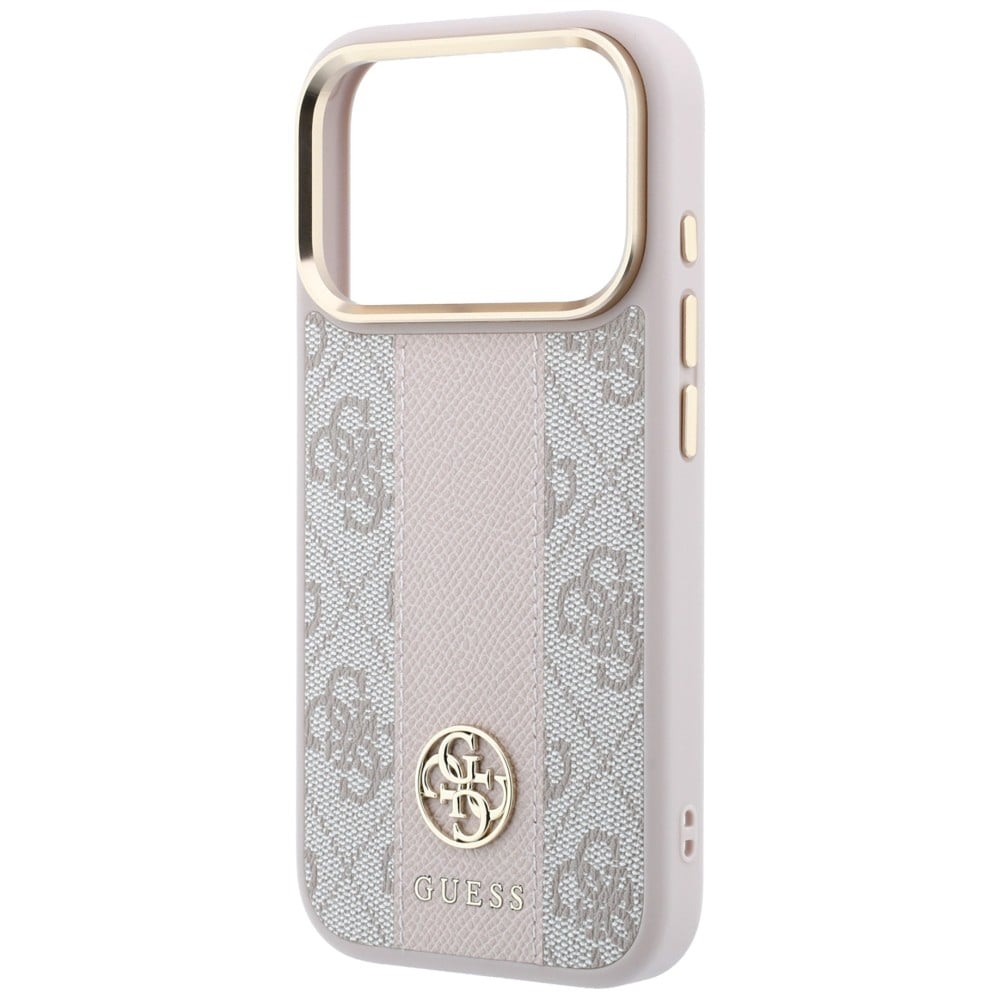 Guess 4G MagSafe-kotelo Stripe Round & Classic -logoilla iPhone 17/18 Pro Max - vaaleanpunainen