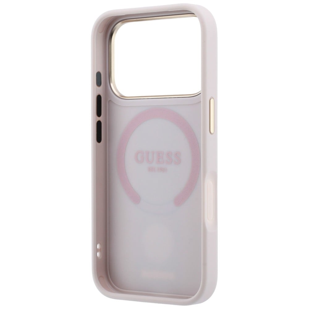 Guess 4G MagSafe-kotelo Stripe Round & Classic -logoilla iPhone 17/18 Pro Max - vaaleanpunainen