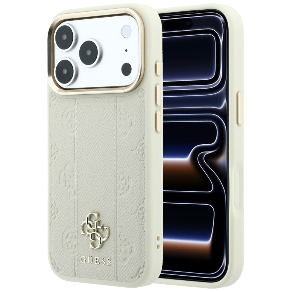 Guess Stripe Peony 4G Logo MagSafe -suojakotelo iPhone 18 Pro Max / 17 Pro Max - Beige