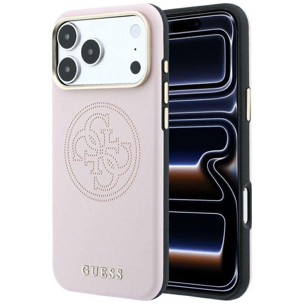 Guess Perforated 4G Gold Logo Magsafe -suojakotelo iPhone 17 Pro Max / 18 Pro Max - vaaleanpunainen