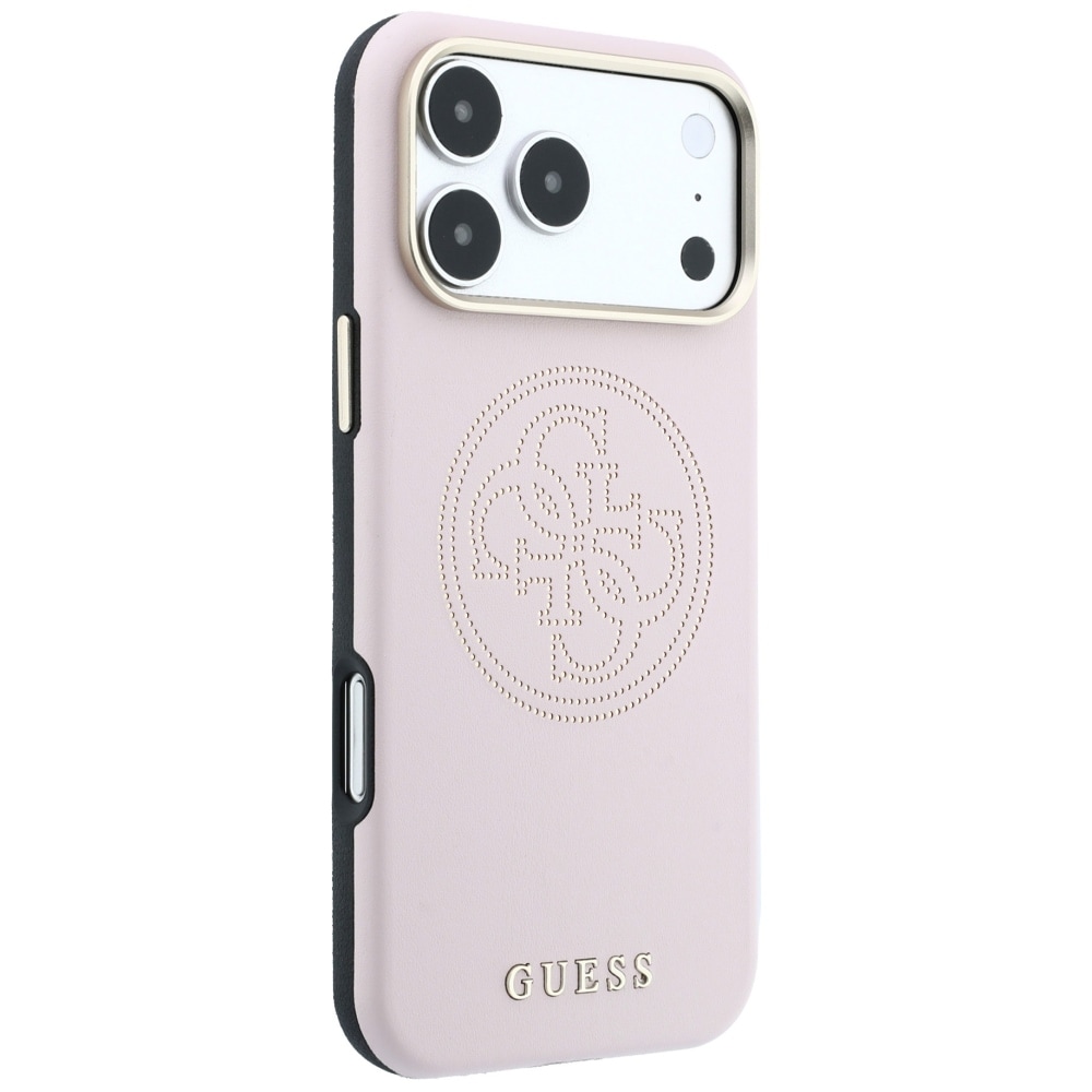 Guess Perforated 4G Gold Logo Magsafe -suojakotelo iPhone 17 Pro Max / 18 Pro Max - vaaleanpunainen