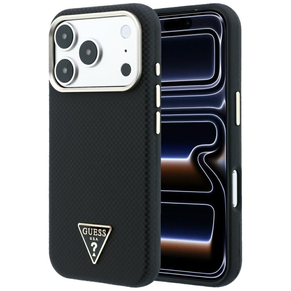Guess Kevlar Triangle Logo MagSafe -suojakotelo iPhone 17 Pro / 18 Pro - Musta