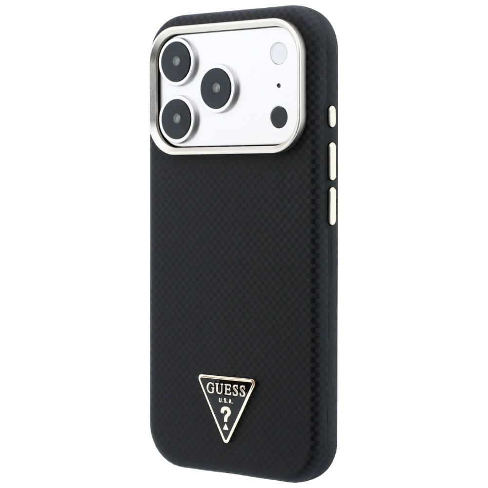 Guess Kevlar Triangle Logo MagSafe -suojakotelo iPhone 17 Pro / 18 Pro - Musta