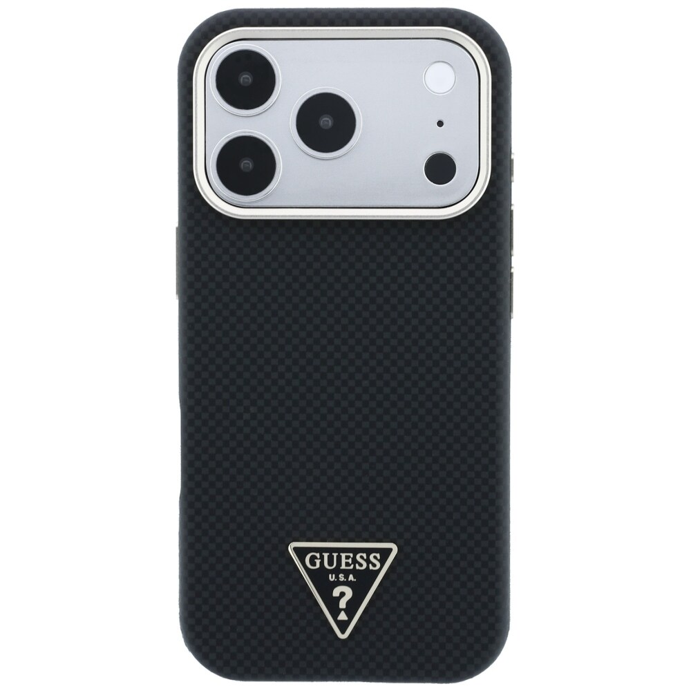 Guess Kevlar Triangle Logo MagSafe -suojakotelo iPhone 17 Pro / 18 Pro - Musta