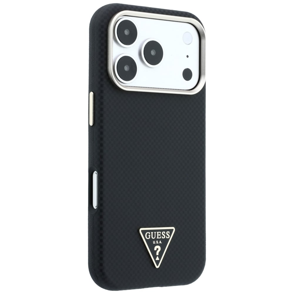 Guess Kevlar Triangle Logo MagSafe -suojakotelo iPhone 17 Pro / 18 Pro - Musta