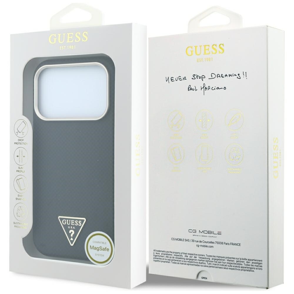 Guess Kevlar Triangle Logo MagSafe -suojakotelo iPhone 17 Pro / 18 Pro - Musta
