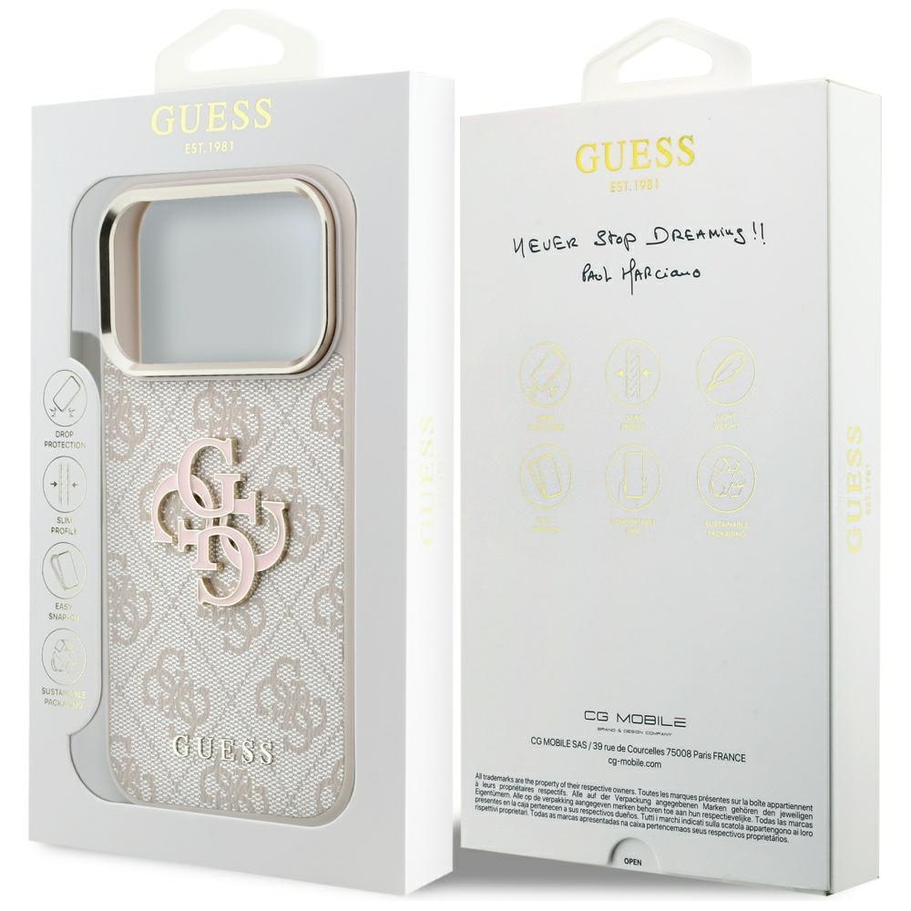 Guess 4G & Big Resin -logokotelo iPhone 17 Pro Max / 18 Pro Max - vaaleanpunainen