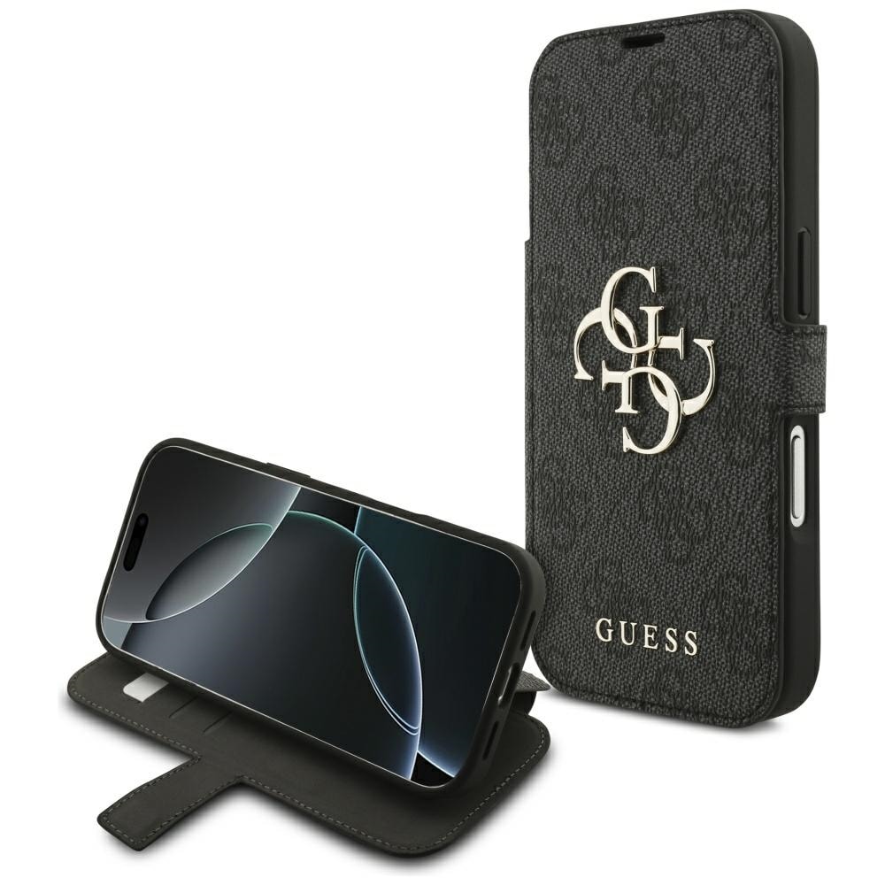 Guess Book 4G -metallilogokotelo iPhone 18 Pro / 17 Pro - musta