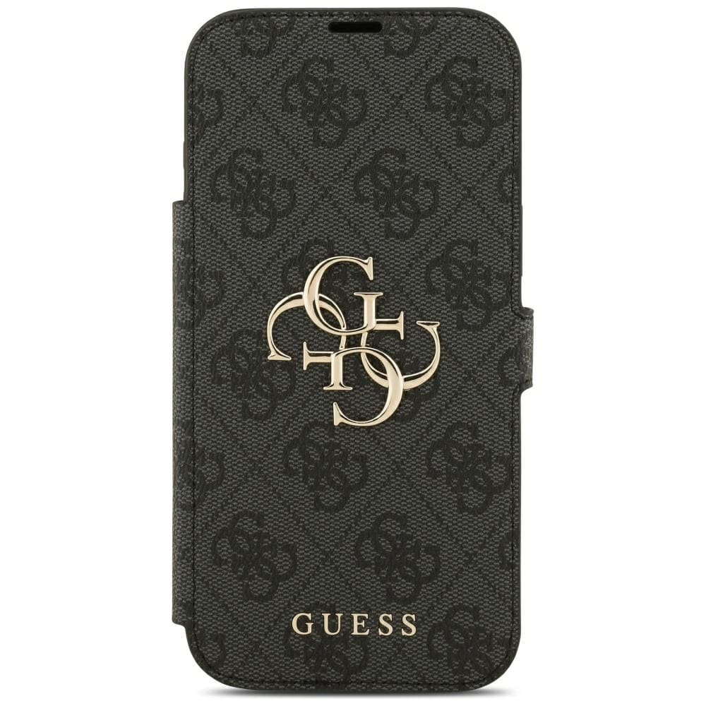 Guess Book 4G -metallilogokotelo iPhone 18 Pro Max / 17 Pro Max - Musta