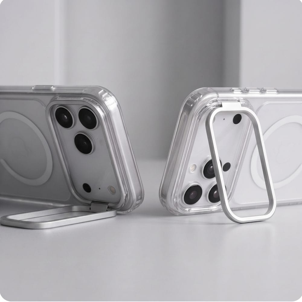 Tech-Protect MagStand MagSafe CC -kotelo iPhone 18 Pro / 17 Pro - Läpinäkyvä