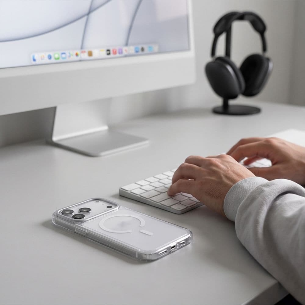 Tech-Protect MagStand MagSafe CC -kotelo iPhone 18 Pro / 17 Pro - Läpinäkyvä