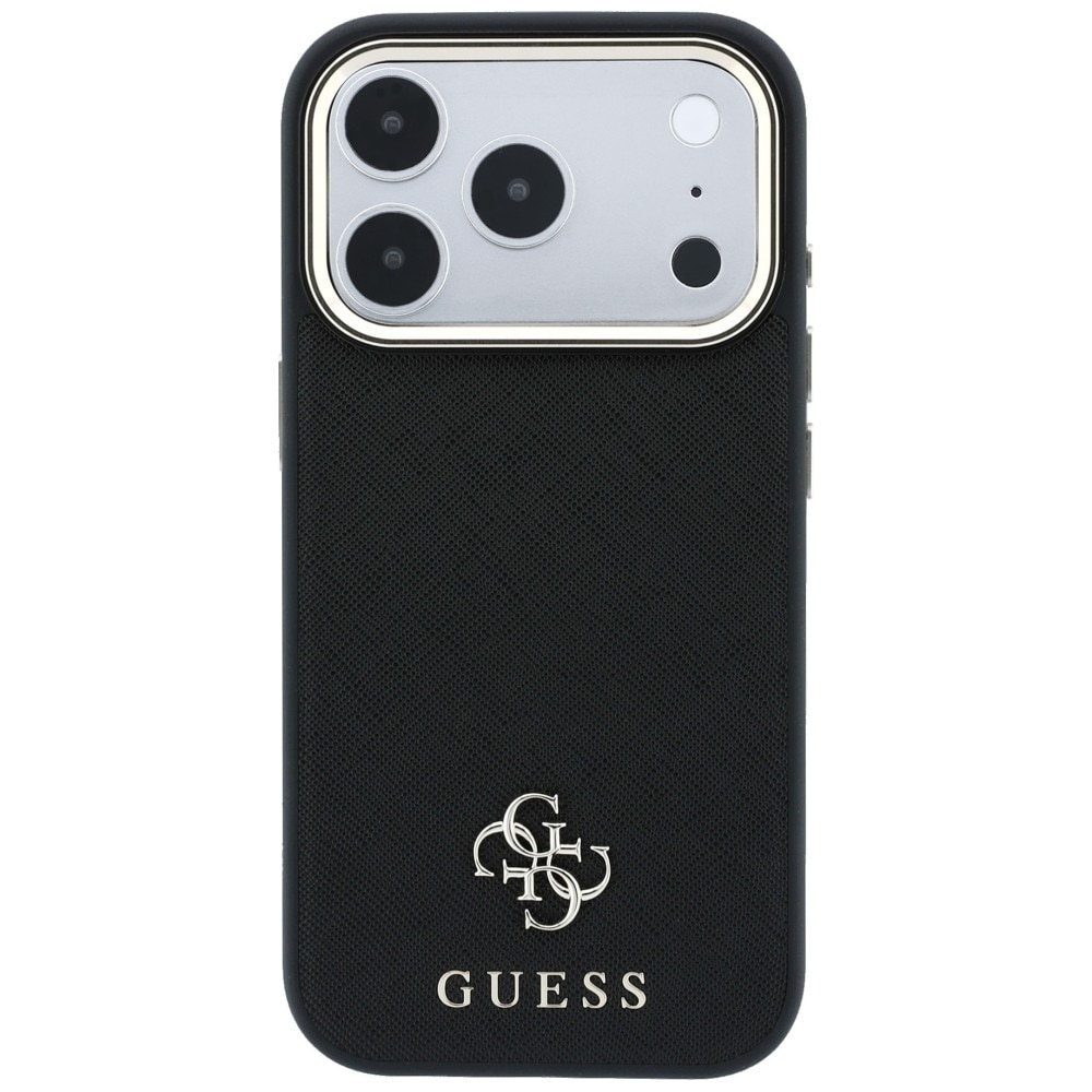 Guess Saffiano Small 4G & Classic Logo MagSafe -suojakotelo iPhone 17/18 Pro Max - Musta