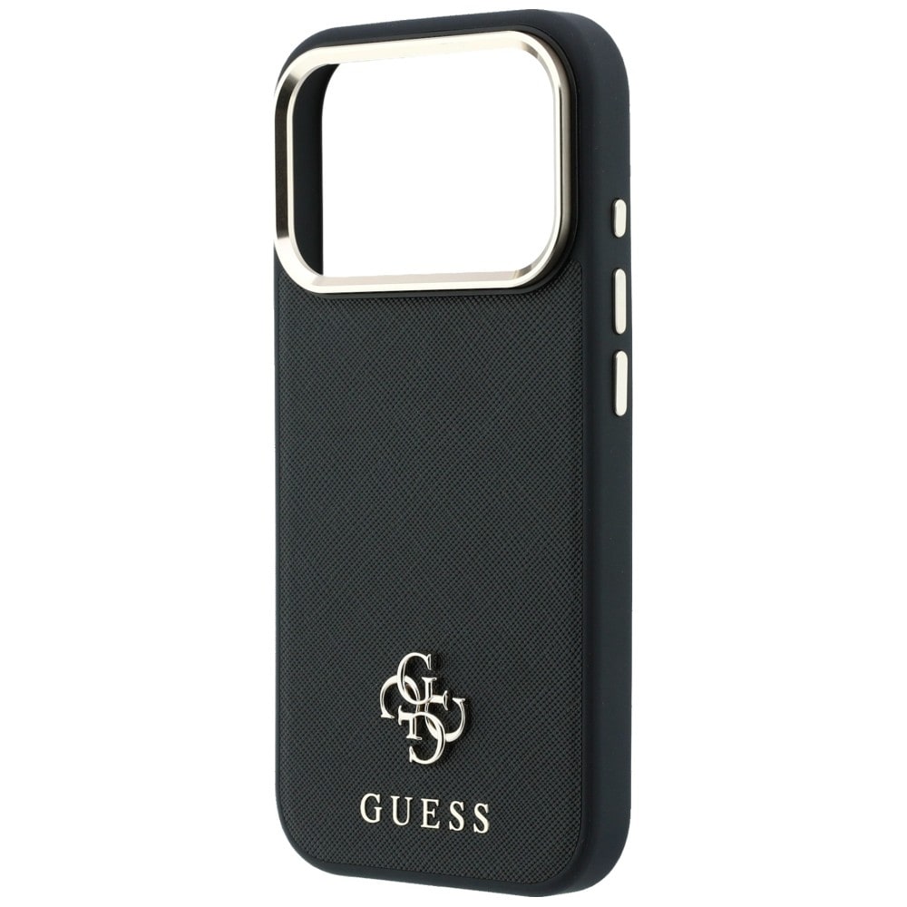 Guess Saffiano Small 4G & Classic Logo MagSafe -suojakotelo iPhone 17/18 Pro Max - Musta