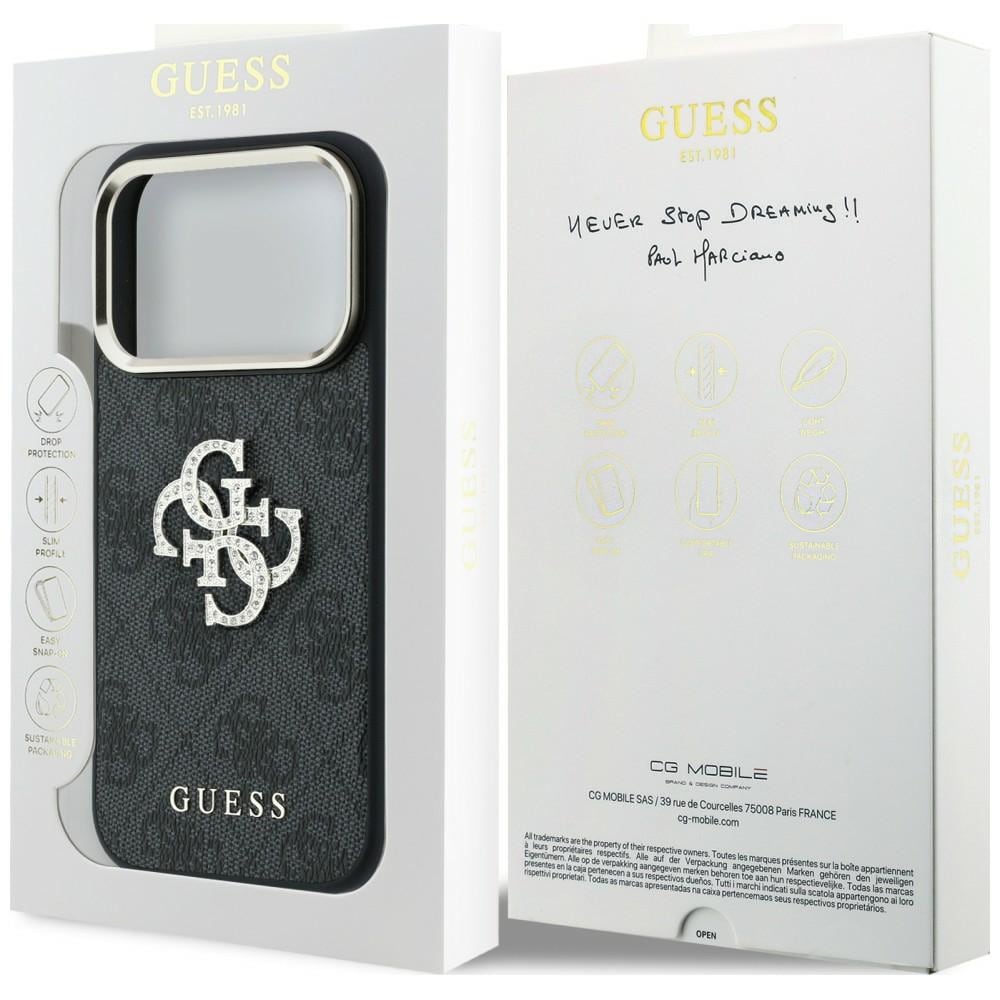 Guess 4G & Big Strass -logokotelo iPhone 17 Pro Max / 18 Pro Max - Musta