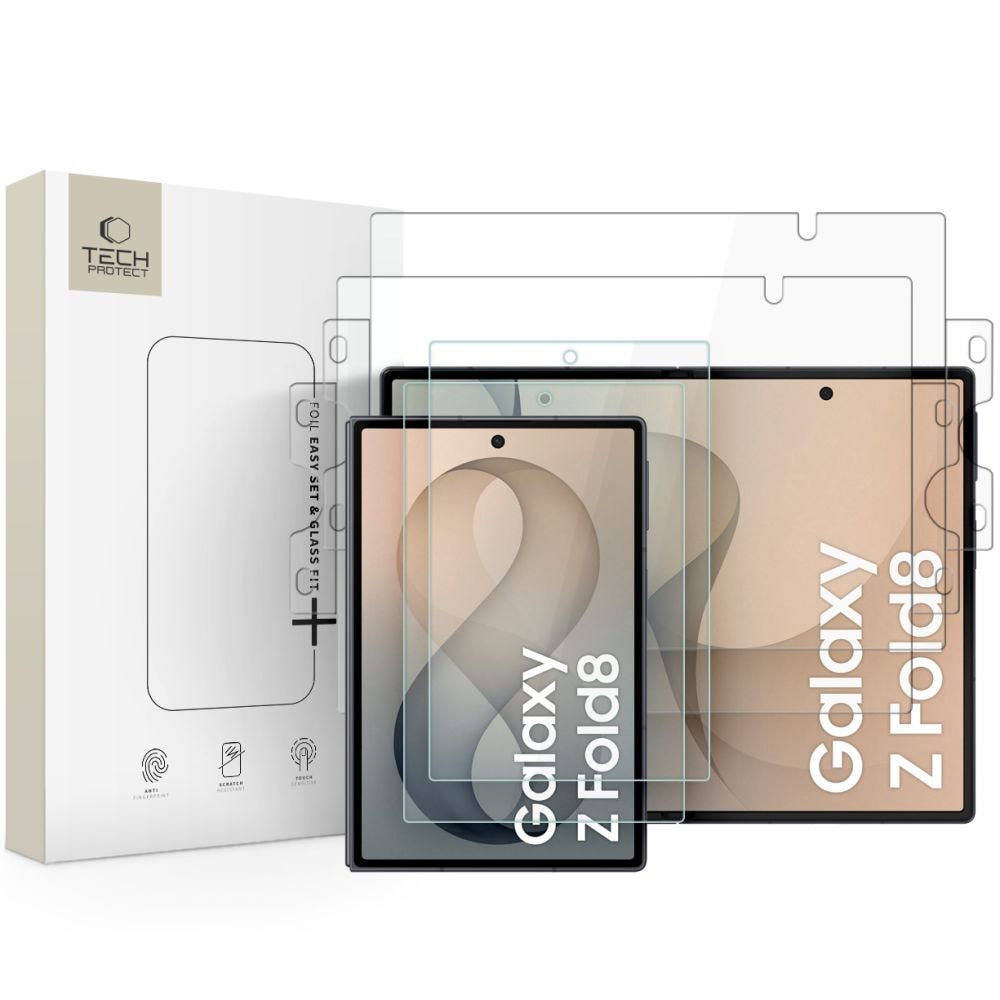 Tech-Protect Glass Fit+ (2 kpl) karkaistu lasi + Hydro Flex+ (2 kpl) hydrogeelikalvo – läpinäkyvä