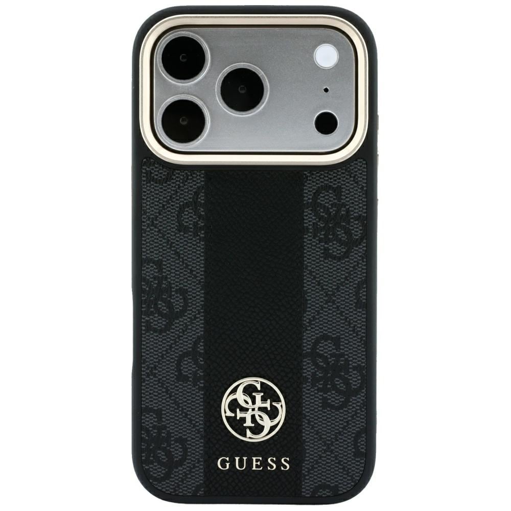 Guess 4G - MagSafe-kotelo, jossa on Stripe Round- ja Classic-logot, iPhone 17 Pro / 18 Pro - Musta