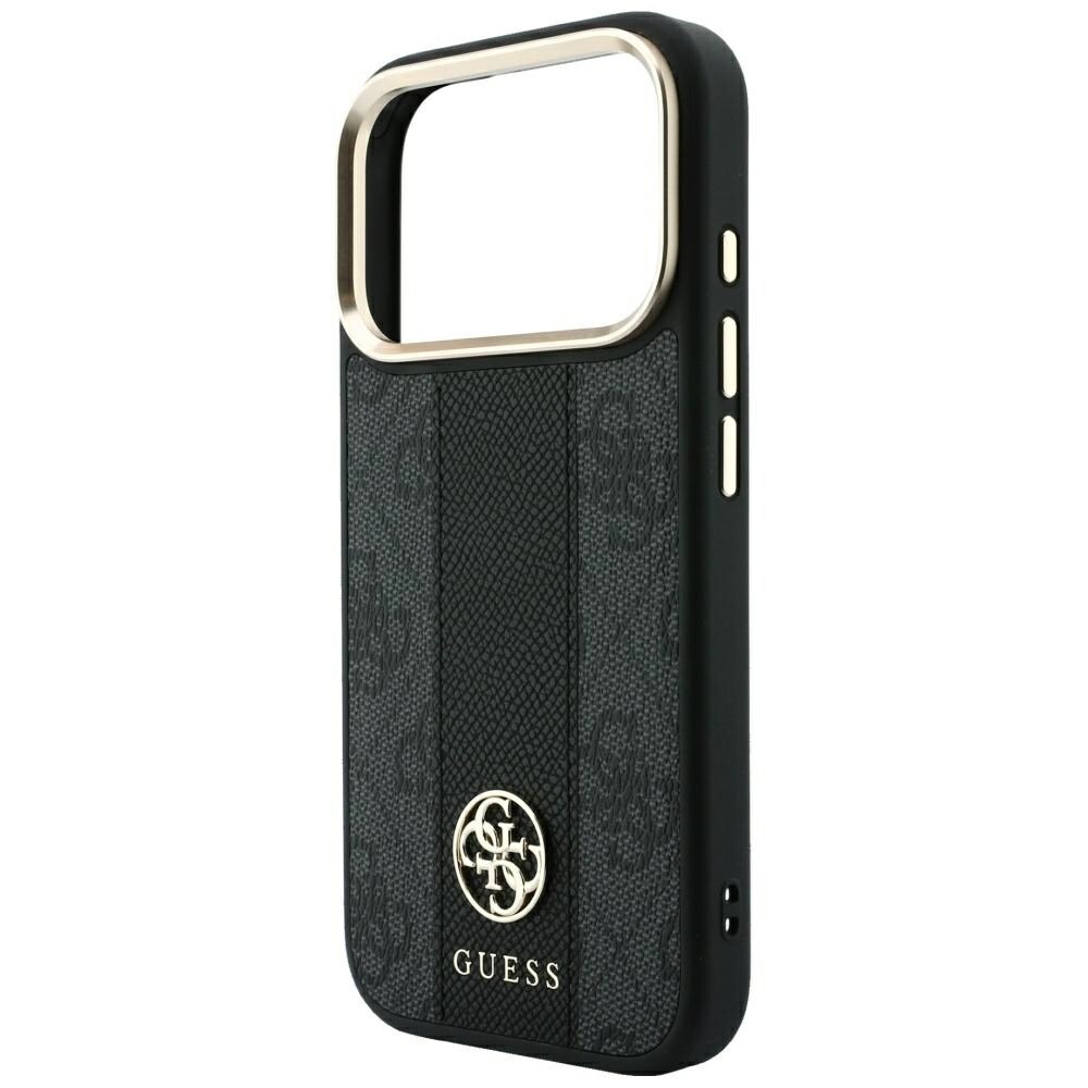Guess 4G - MagSafe-kotelo, jossa on Stripe Round- ja Classic-logot, iPhone 17 Pro / 18 Pro - Musta
