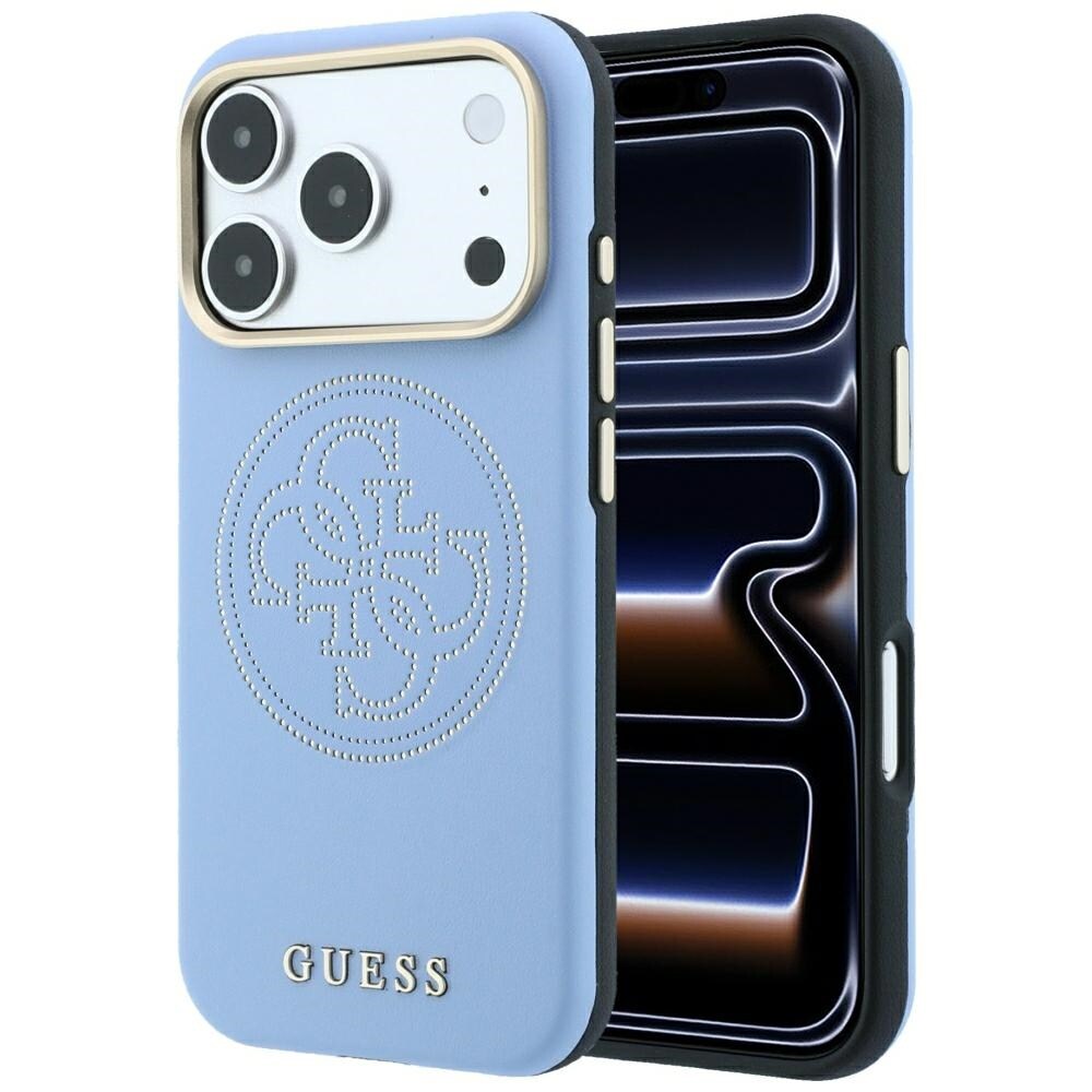 Guess Perforated 4G Gold Logo Magsafe -suojakotelo iPhone 18 Pro / 17 Pro - vaaleansininen