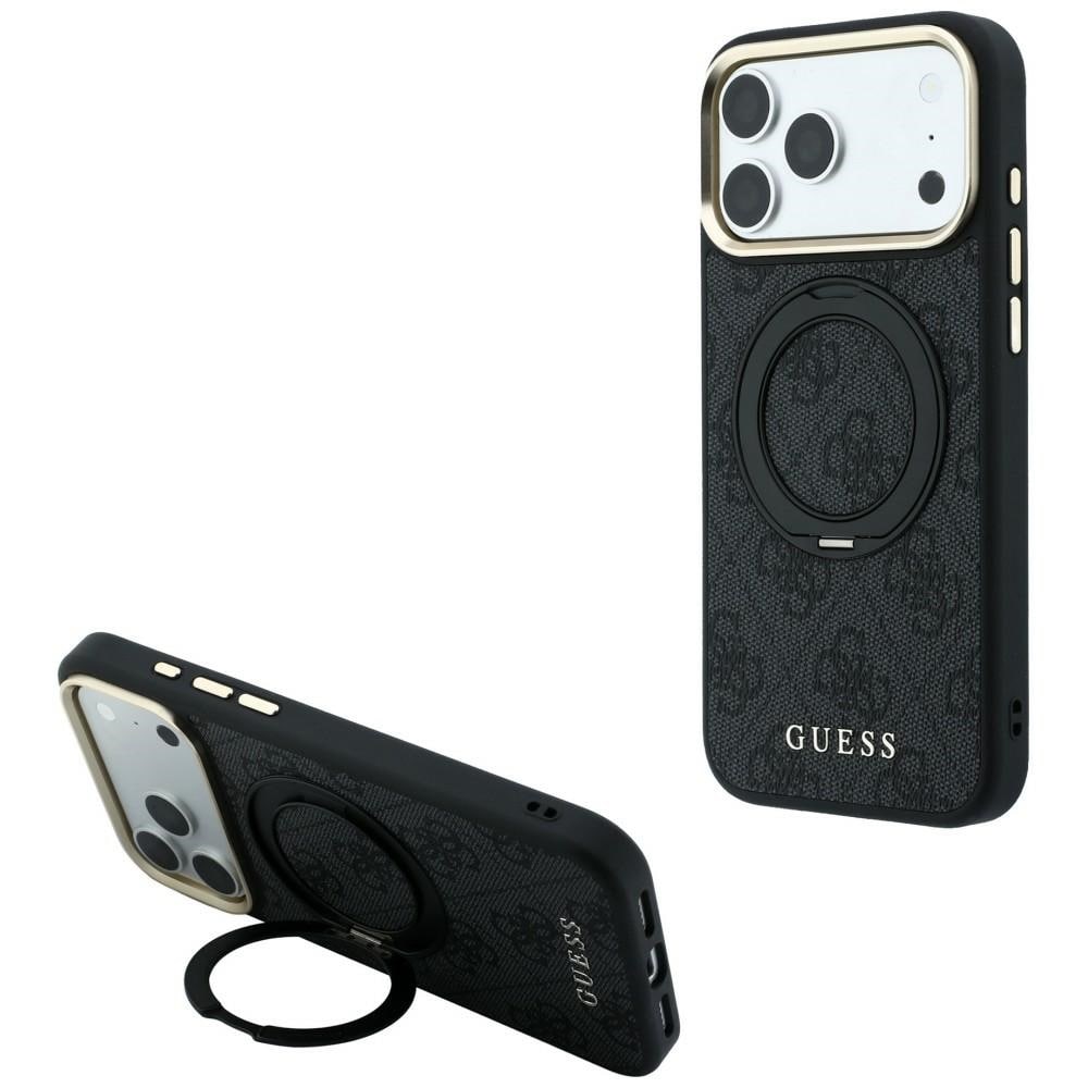 Guess Ring Stand 360 4G Classic Logo MagSafe -suojakotelo iPhone 17 Pro Max / 18 Pro Max - Musta