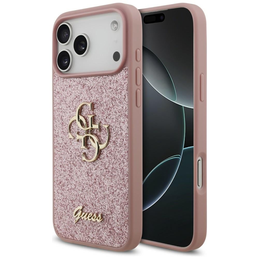 Guess Fixed Glitter Big 4G -suojakotelo iPhone 18 Pro Max / 17 Pro Max - vaaleanpunainen