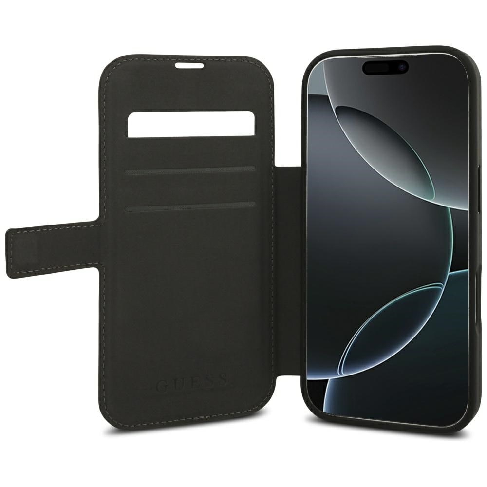 Guess Book 4G -metallilogokotelo iPhone 18 Pro / 17 Pro -ruskea