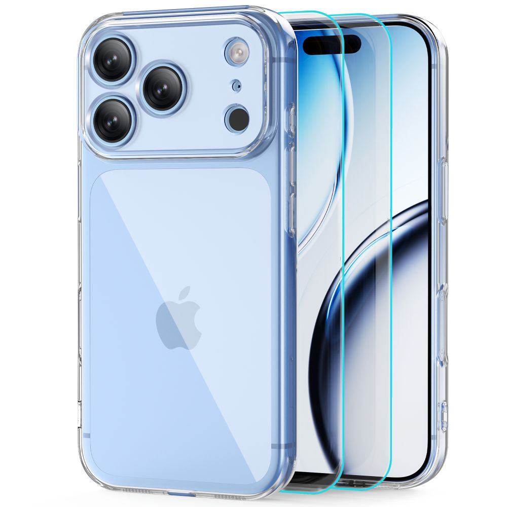 Tech-Protect FlexAir -kotelo + Glass Fit+ -karkaistu lasi 2-pack iPhone 18/17 Pro Max - kirkas