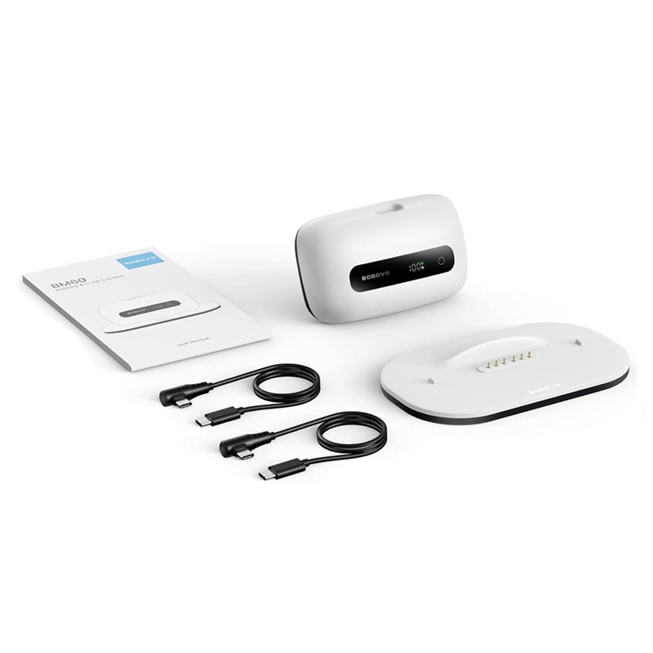 BoboVR BM60-1 6500 mAh -akku BoboVR M3 Pro+ ja BoboVR M3 -malleille, latausasemalla – valkoinen