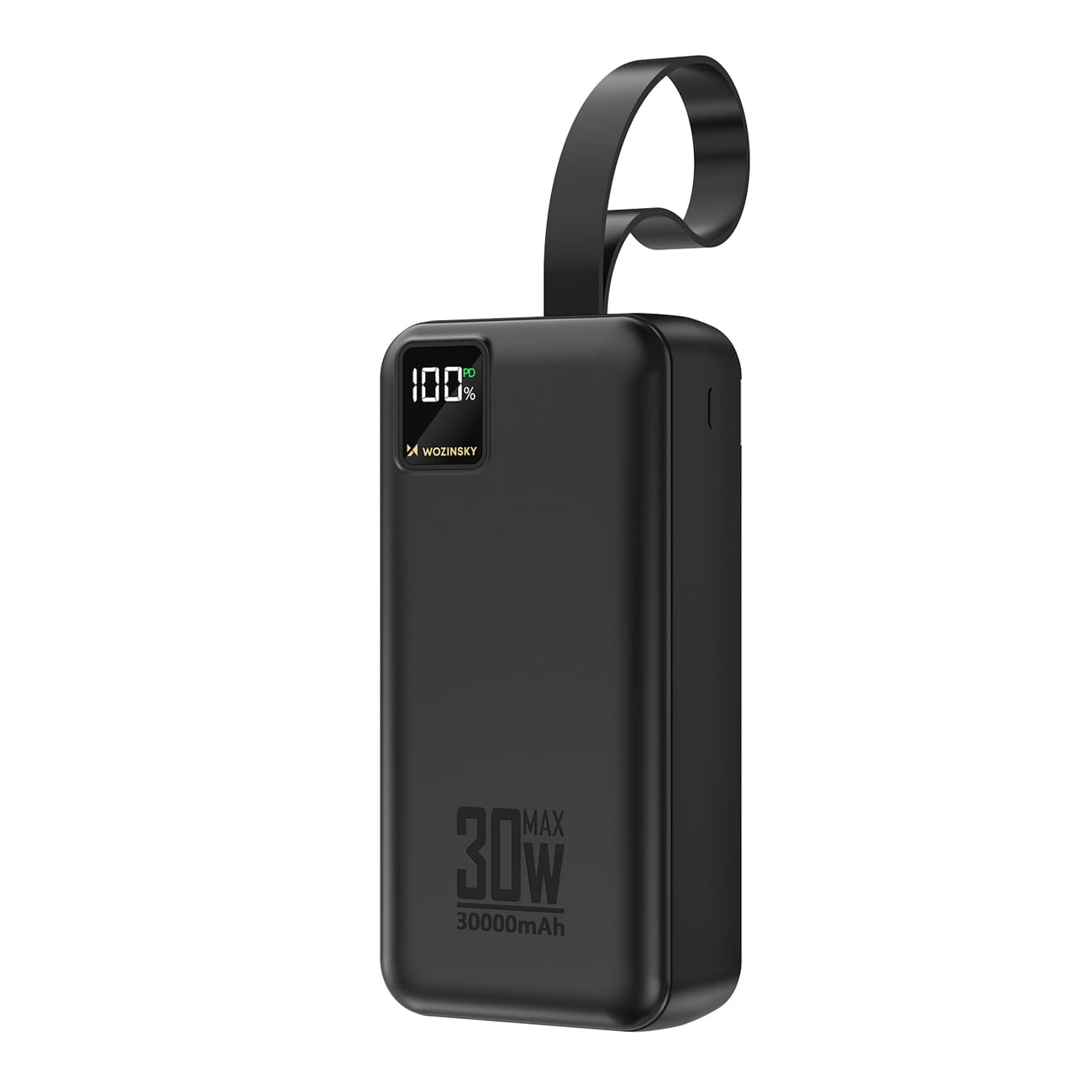 Wozinsky W8-W 30 000 mAh 30 W varavirtalähde, 2x USB-A, USB-C ja taskulamppu – musta