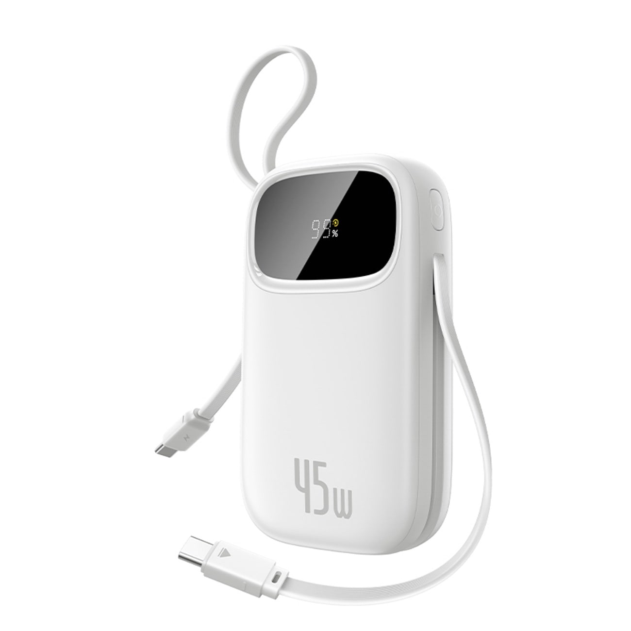 Baseus EnerFill FC31 QPow3 10 000 mAh 45 W varavirtalaturi, näyttö + 2 USB-C-kaapelia – valkoinen