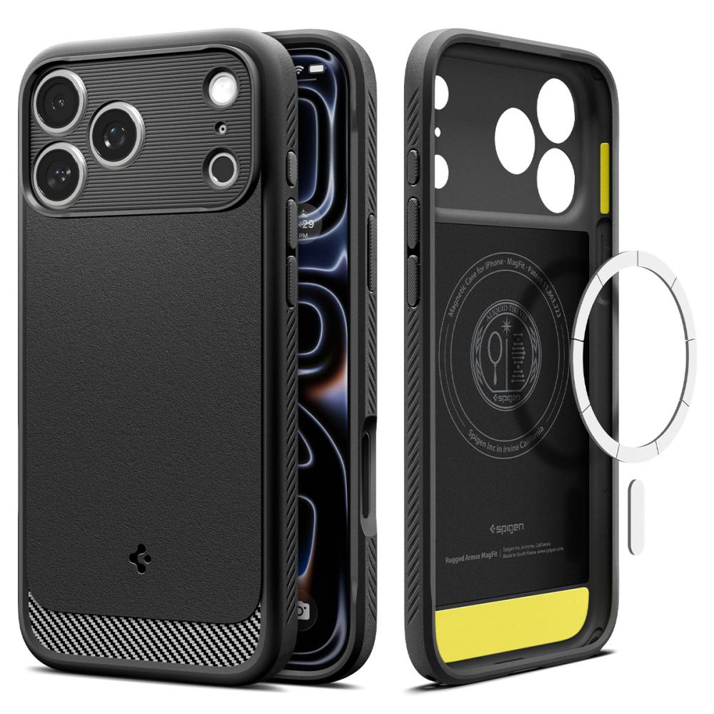 Spigen Rugged Armor MagSafe -suojakotelo iPhone 18 Pro / 17 Pro - mattamusta