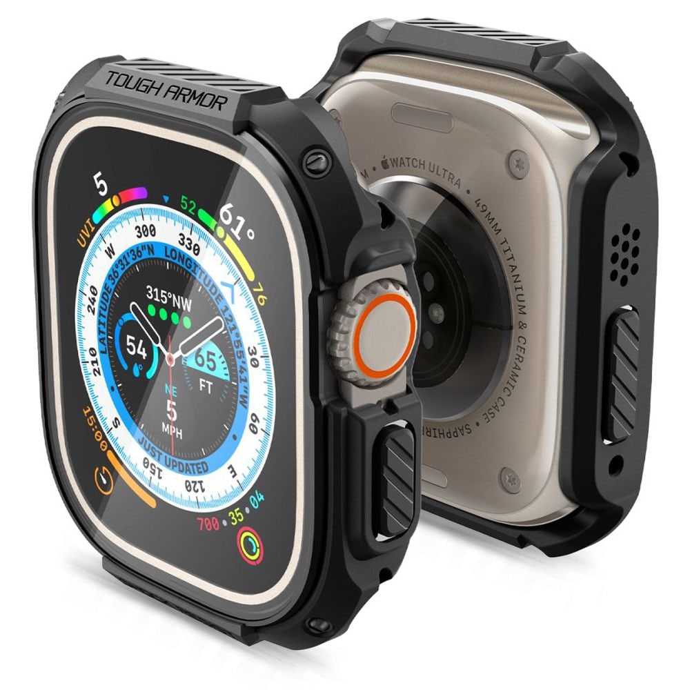Spigen Tough Armor -suojakotelo Apple Watch Ultra 49 mm:lle – musta