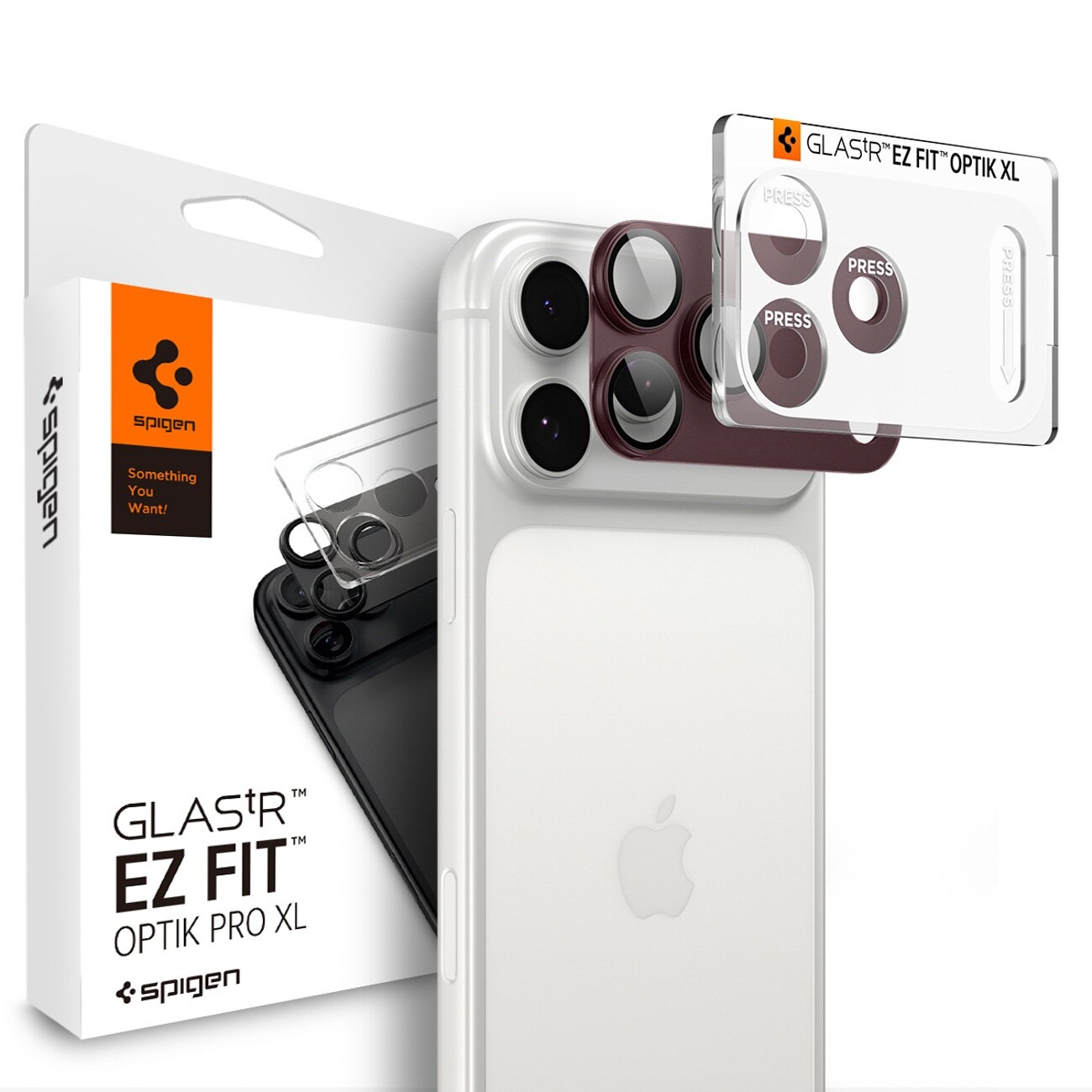 Spigen Optik Pro XL GLAS.TR EZ FIT -karkaistu lasisuoja iPhone 18 Pro Maxille – Dark Cherry