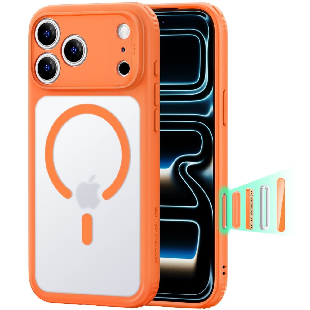 ESR Classic Hybrid MagSafe -suojakotelo iPhone 18 Pro Maxille / 17 Pro Maxille – oranssi