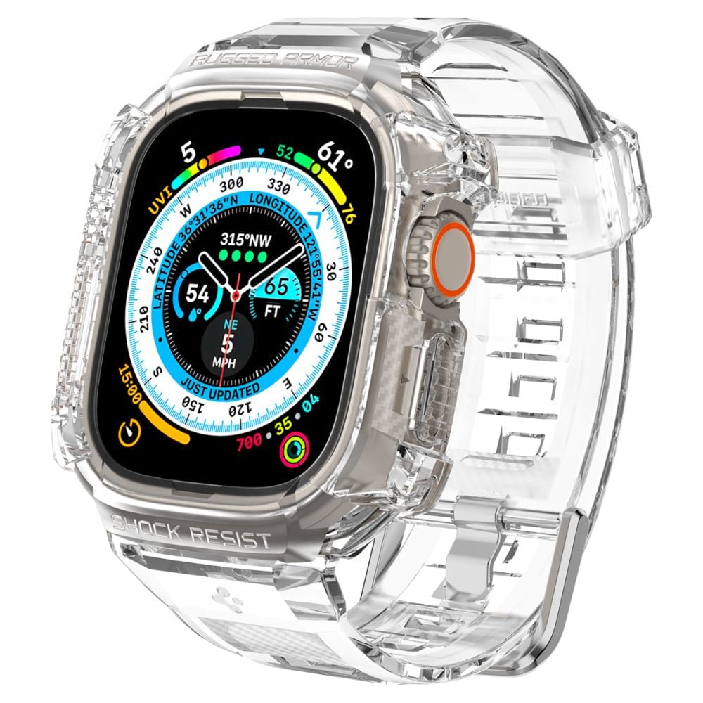 Spigen Rugged Armor Pro -kotelo hihnalla Apple Watch Ultra -kellolle (49 mm) – kirkas