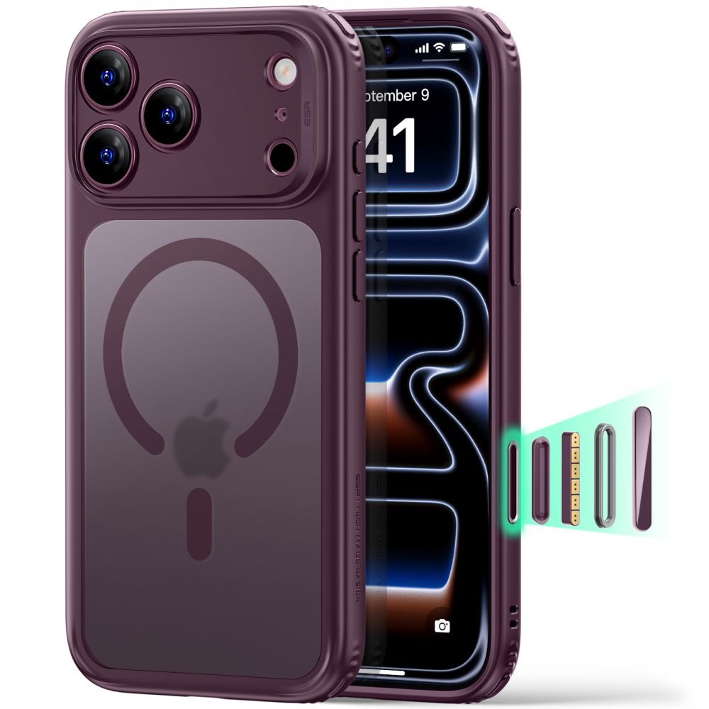 ESR Classic Hybrid MagSafe -suojakotelo iPhone 18 Pro Maxille / 17 Pro Maxille – tumma Cherry