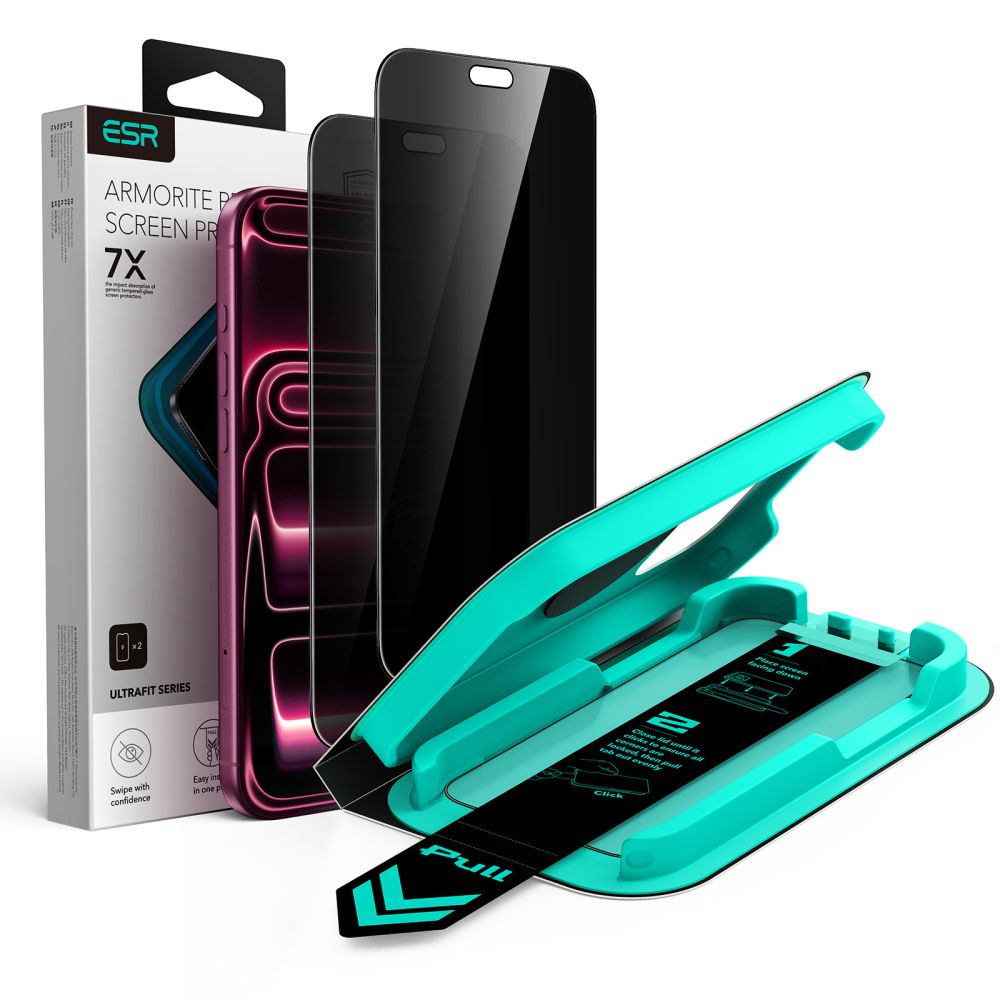 ESR UltraFit Armorite Privacy -pakkaus (2 kpl) karkaistua lasia iPhone 18 Pro Max -puhelimelle