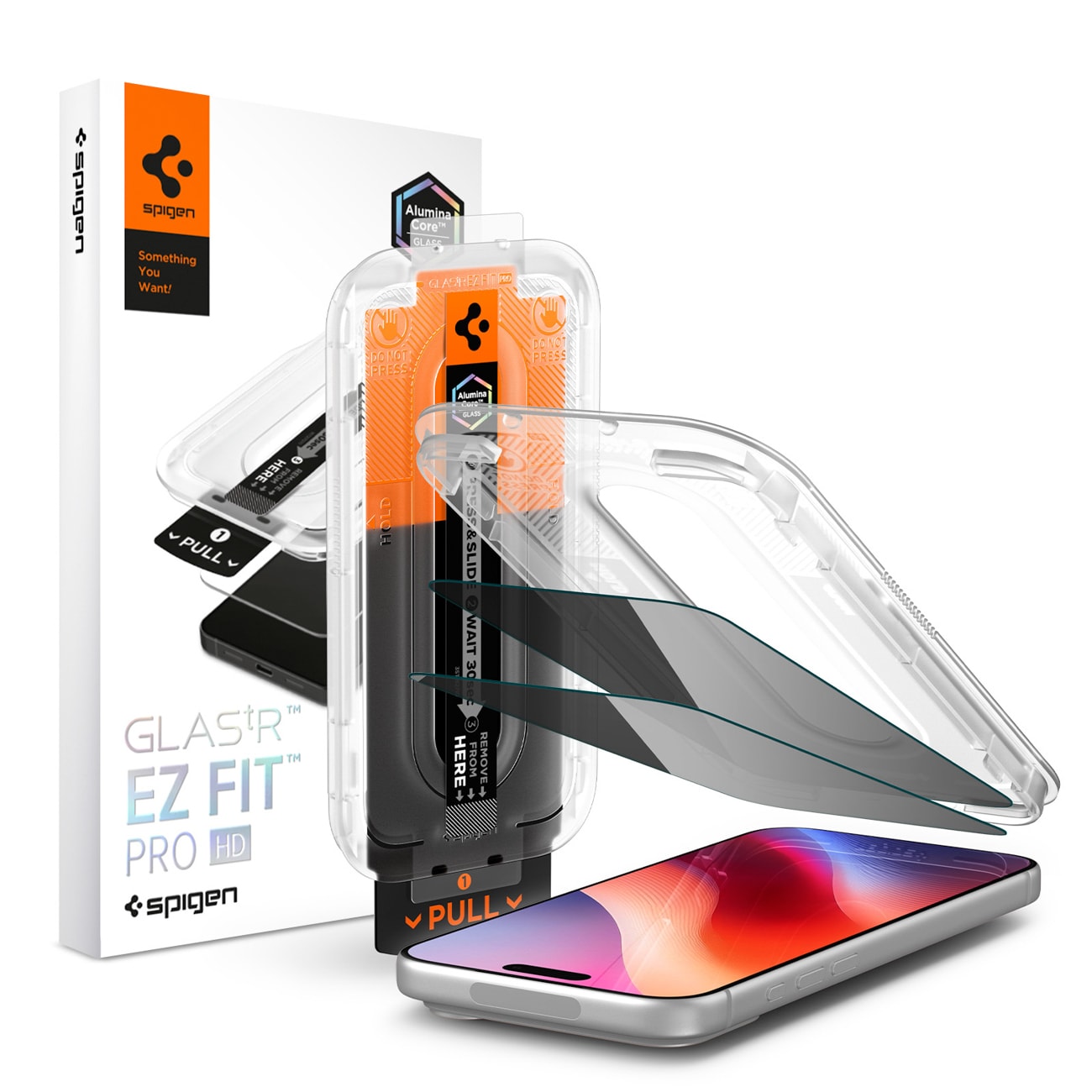 Spigen Glas.tR EZ Fit Pro HD AC -yksityisyyttä suojaava karkaistu lasi (2 kpl), iPhone 18 Pro