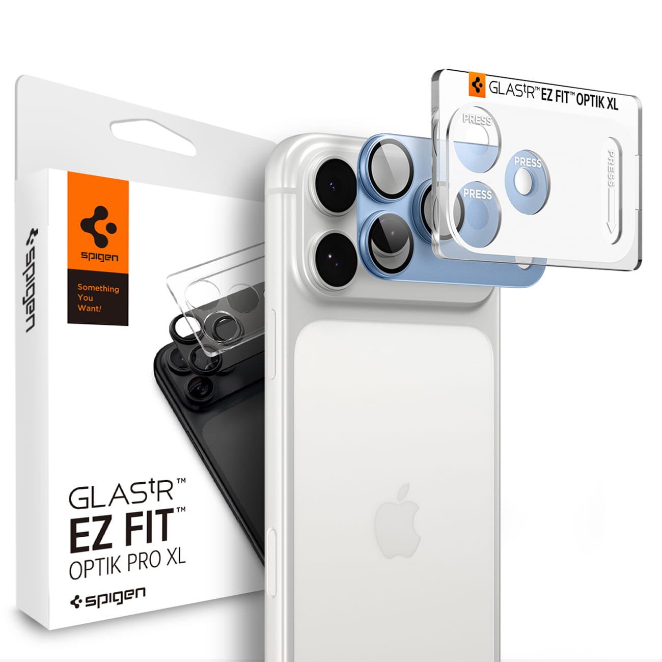 Spigen Optik Pro XL GLAS.TR EZ FIT -karkaistu kameranäytön suojalasi iPhone 18 Pro – vaaleansininen