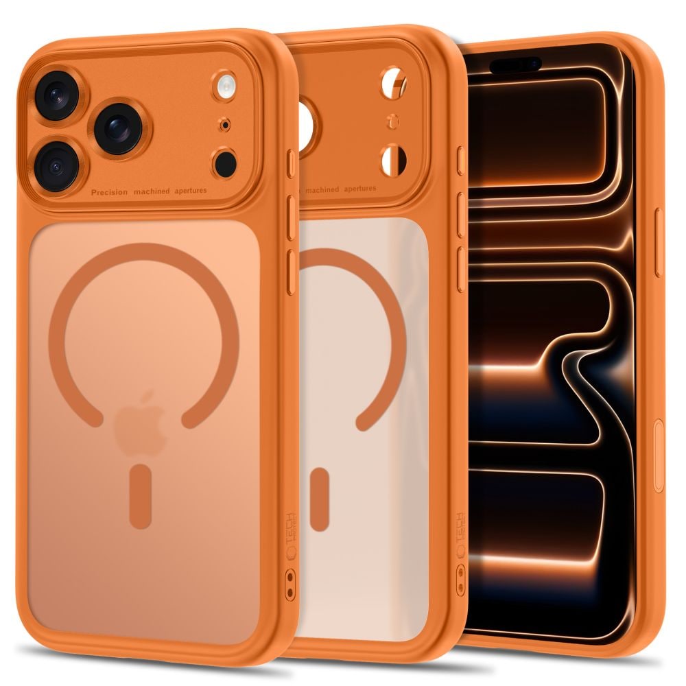 Tech-Protect MagPeak MagSafe CC -kotelo iPhone 18 Pro:lle / 17 Pro:lle – mattapintainen oranssi