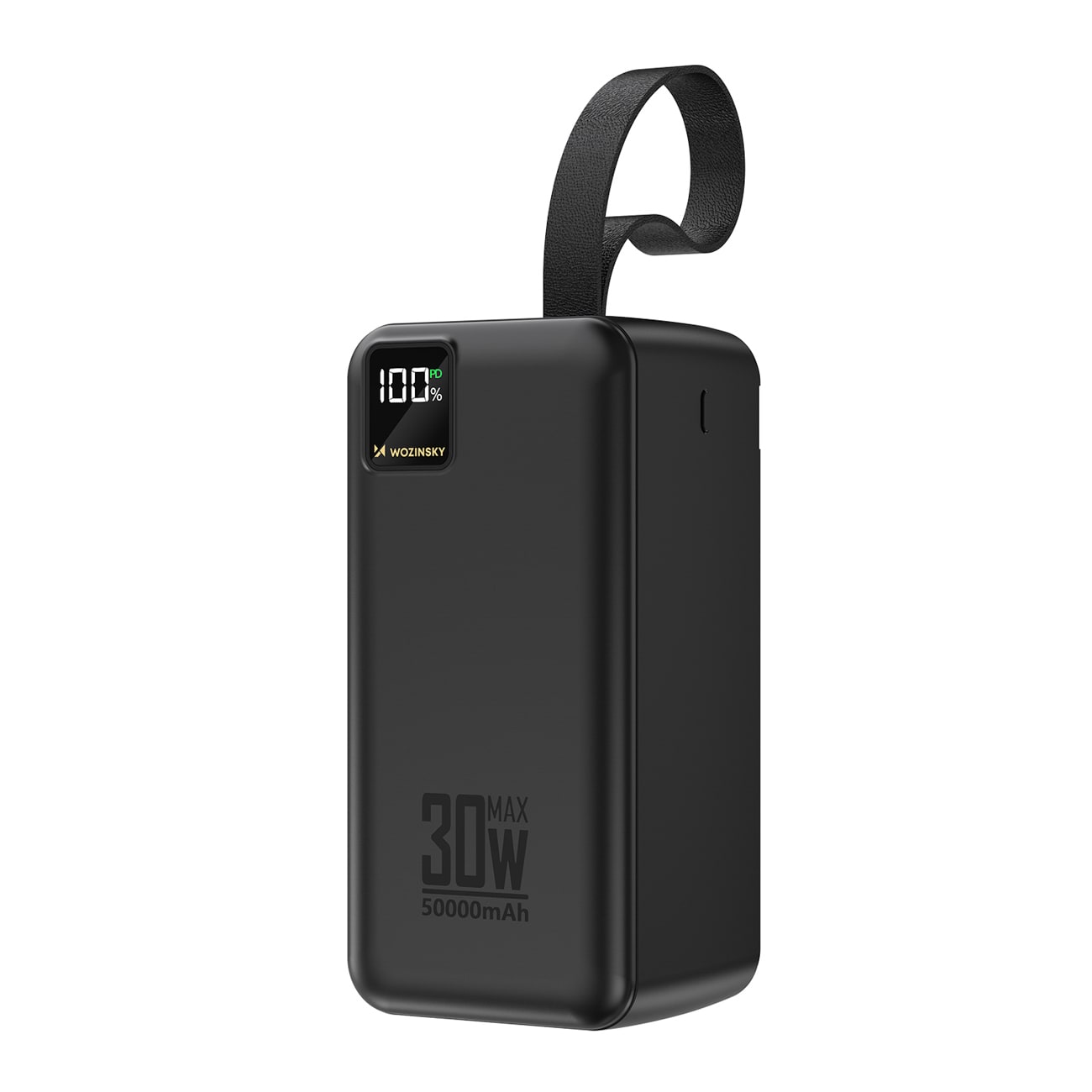 Wozinsky W8-B -varavirtalähde, 50 000 mAh, 30 W, 2x USB-A, 2x USB-C, microUSB, taskulamppu – musta