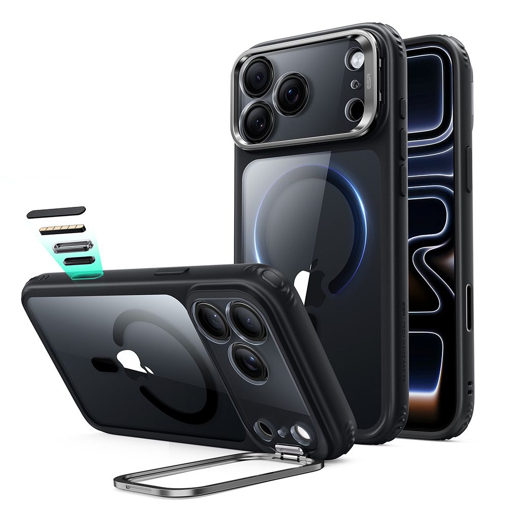 ESR Classic Hybrid -tukijalka ja MagSafe-kotelo iPhone 18 Pro / 17 Pro - Kirkas musta