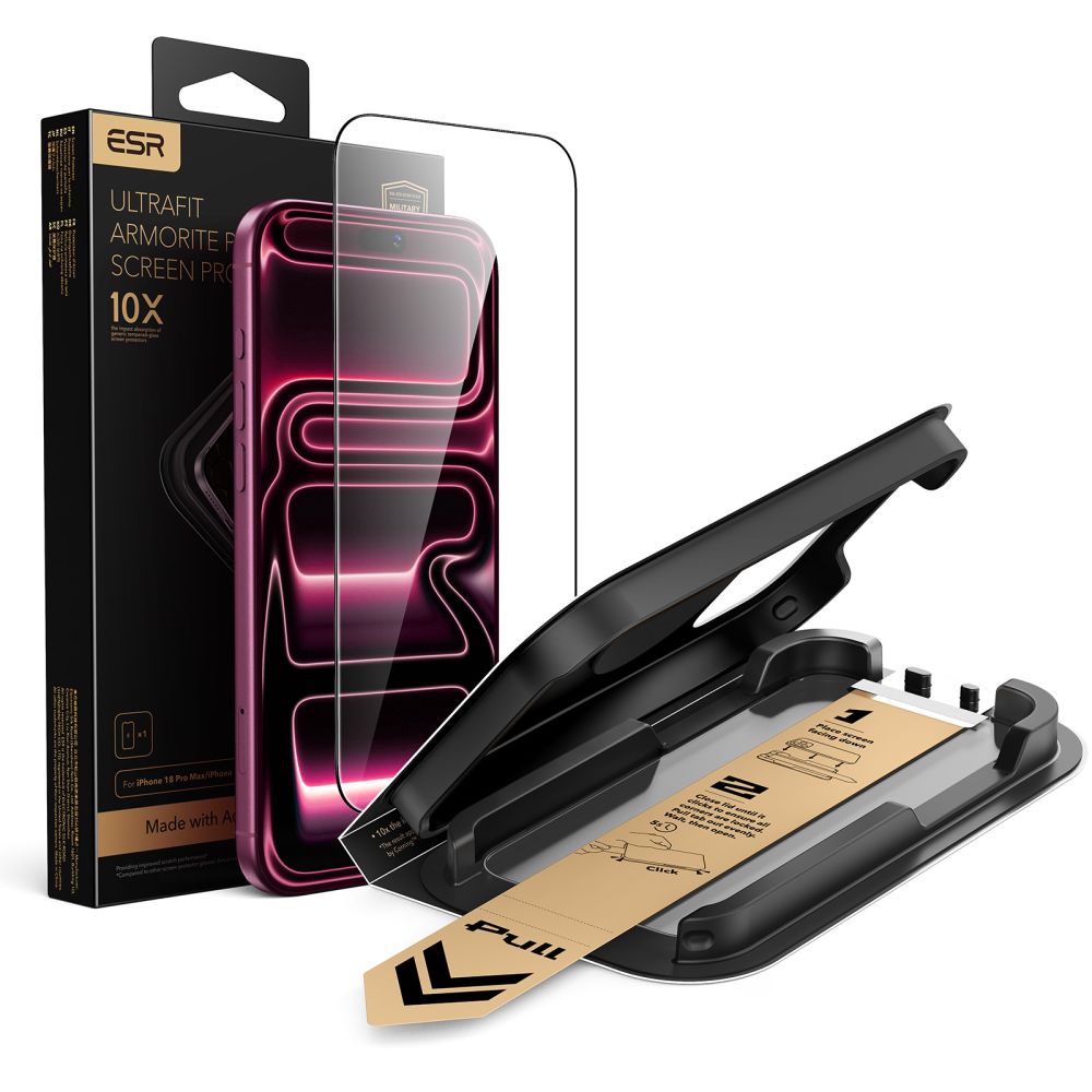 ESR UltraFit Armorite Pro -karkaistu lasi iPhone 18 Pro Max / 17 Pro Max - Musta