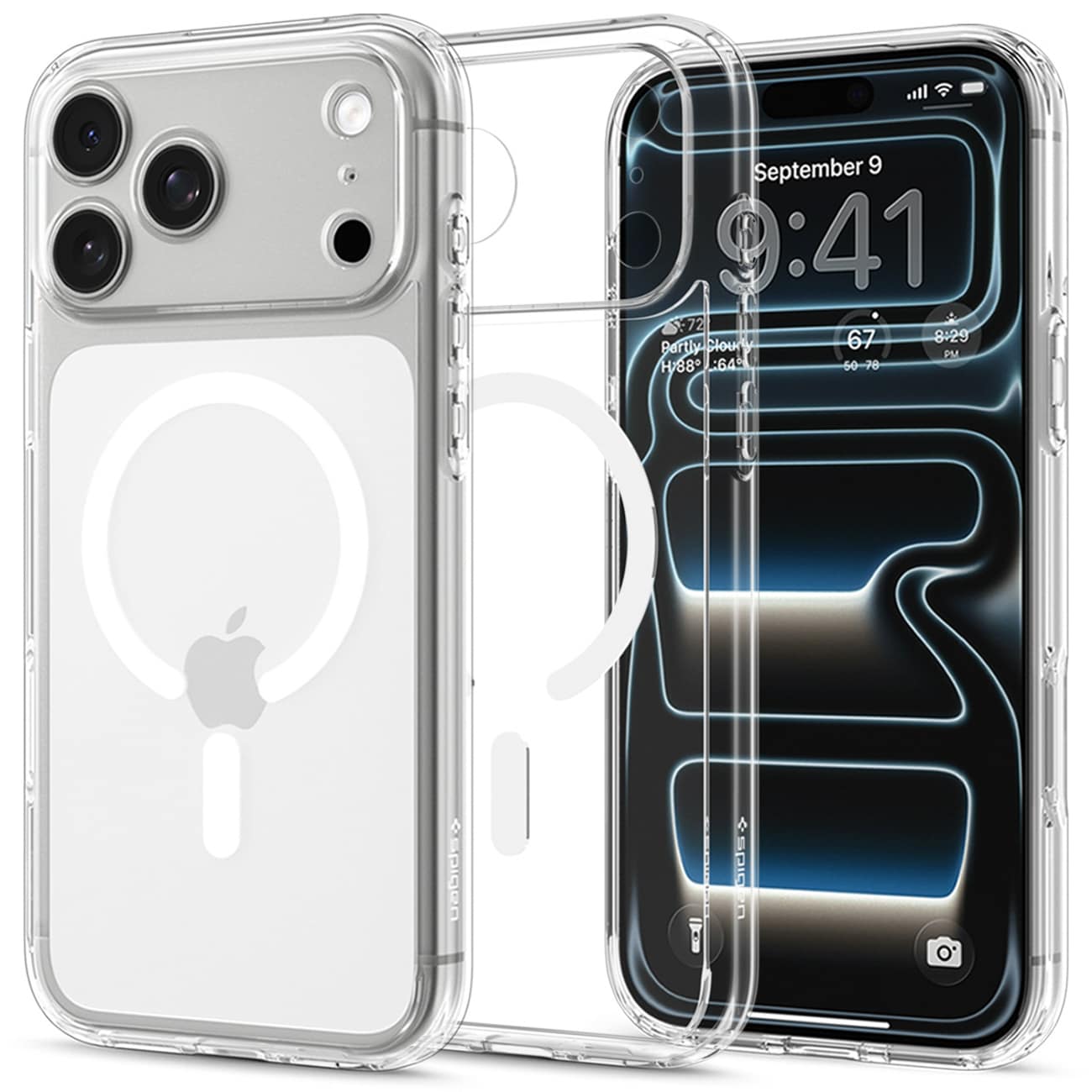 Spigen Ultra Hybrid MagSafe -suojakotelo iPhone 18 Pro / 17 Pro - kirkas ja valkoinen
