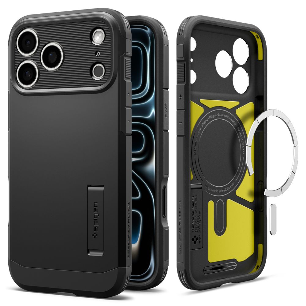 Spigen Tough Armor -suojakotelo iPhone 18 Pro Maxille / 17 Pro Maxille – musta