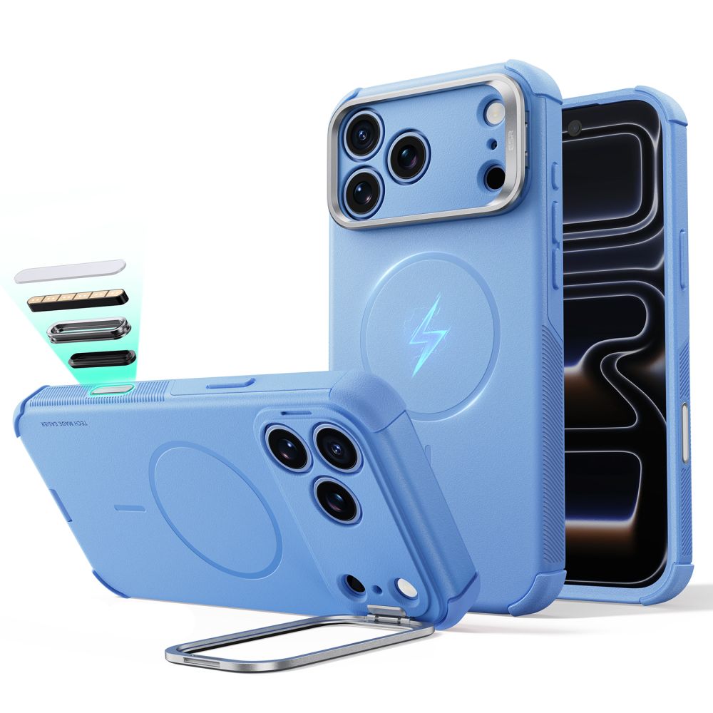 ESR Cyber Tough Kickstand MagSafe -suojakotelo iPhone 18 Pro Max / 17 Pro Max - vaaleansininen