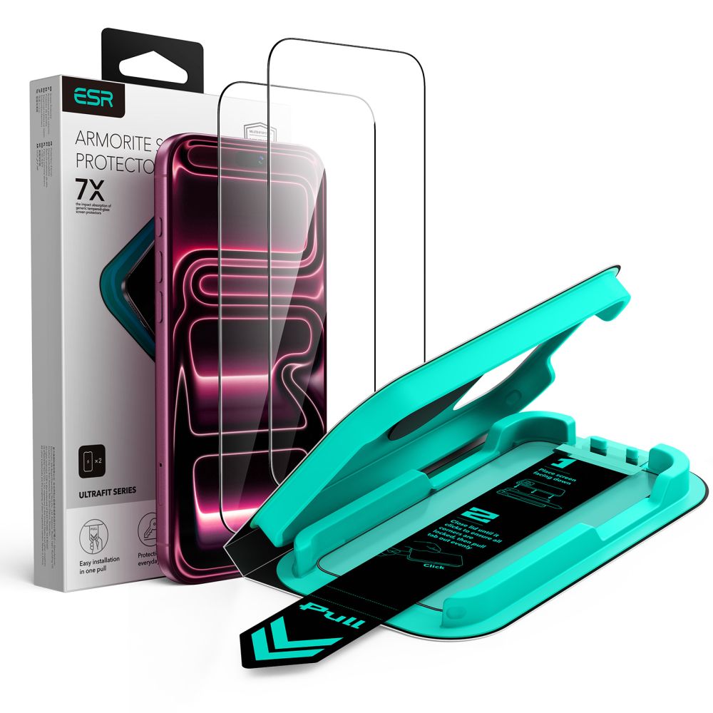 ESR UltraFit Armorite -karkaistun lasin 2-pakkaus iPhone 18 Pro / 17 Pro - Musta