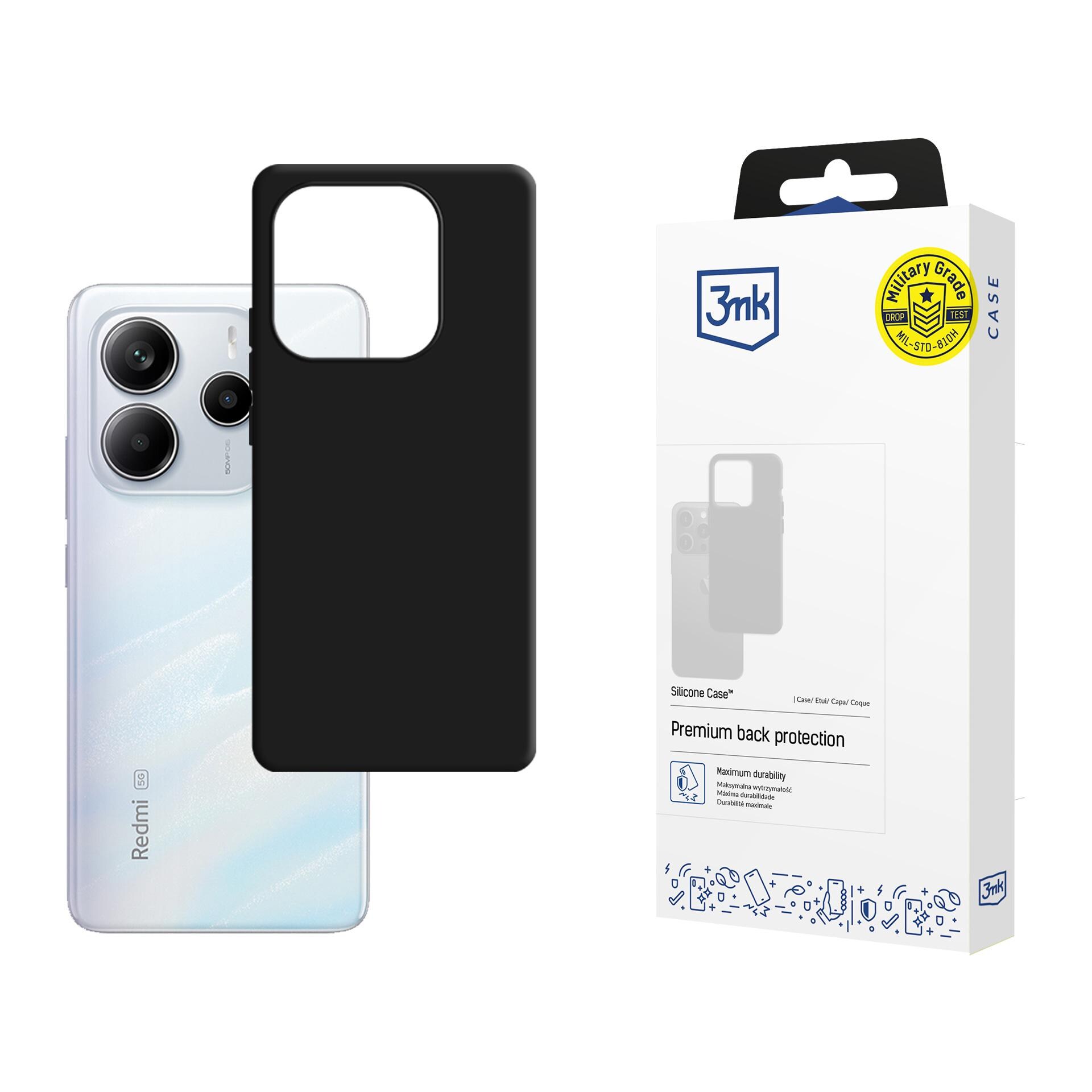 3mk-silikonikotelo Xiaomi Redmi Note 14 5G:lle – musta
