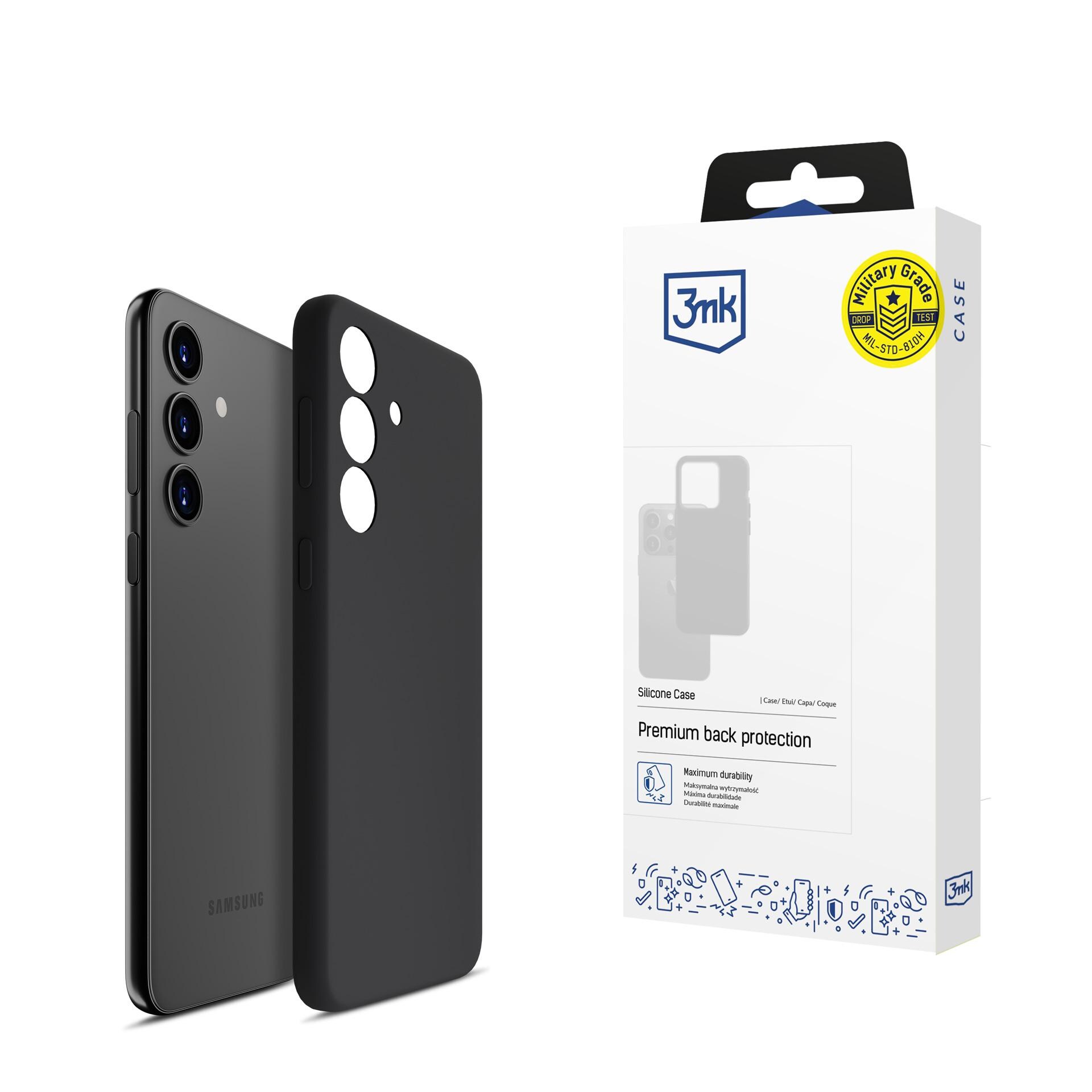 3mk-silikonikotelo Samsung Galaxy S24+:lle – musta