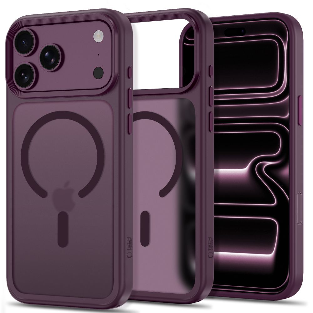 Tech-Protect Magmat MagSafe CC -suojakotelo iPhone 18/17 Pro Max – viininpunainen, mattapinta